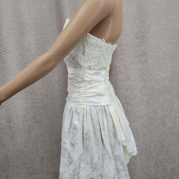 Scott McClintock Vintage 80s White Strapless Dress Lace Accents Wedding - Picture 7 of 16